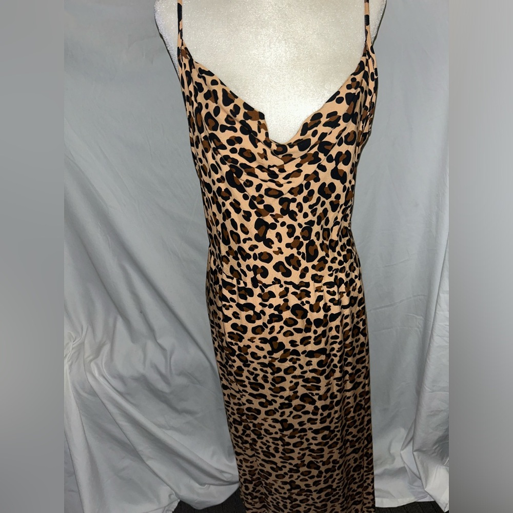 Cheetah print slip dress with side zipper